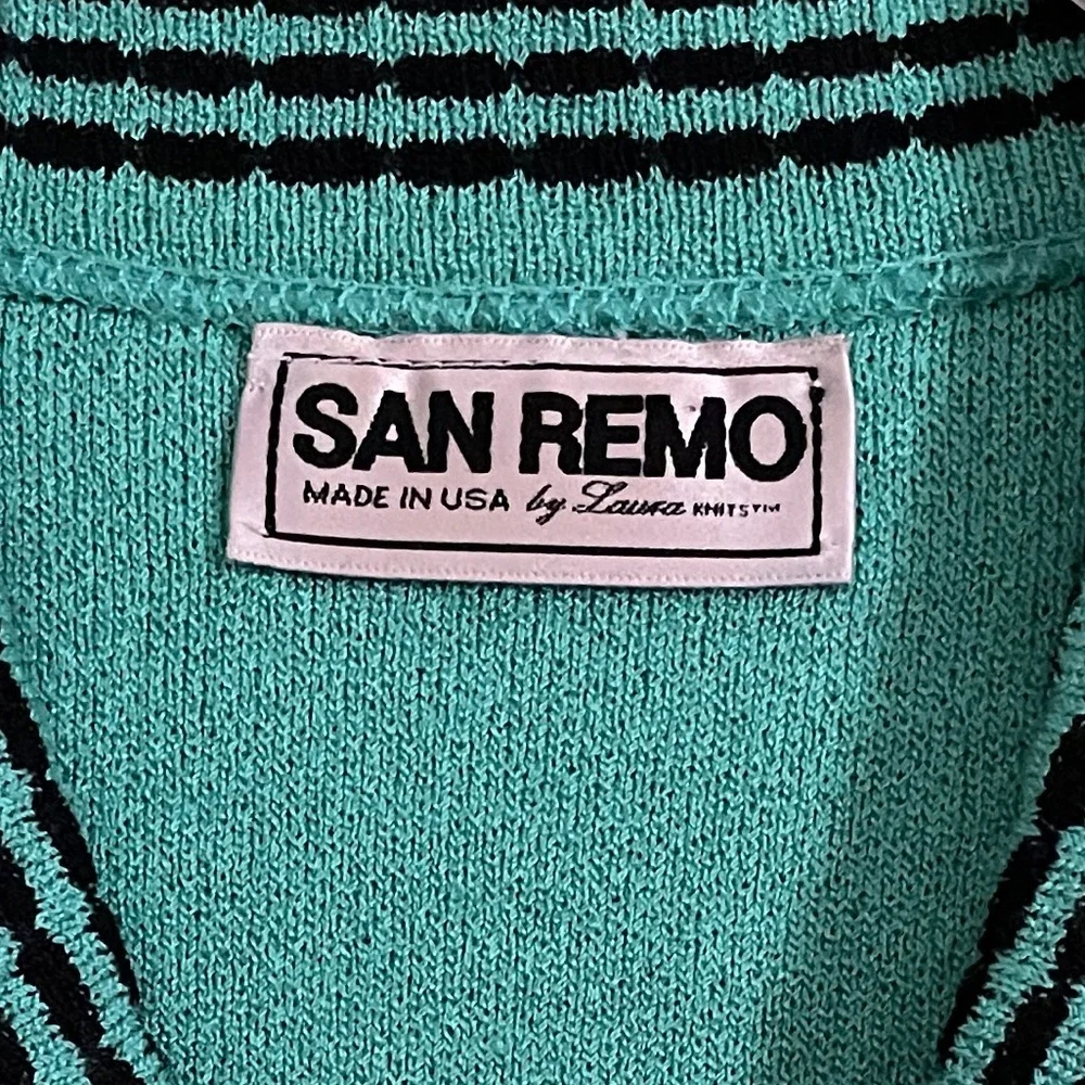 Vintage San Remo Green Cardigan Sweater Jacket Medium Rockabilly Retro